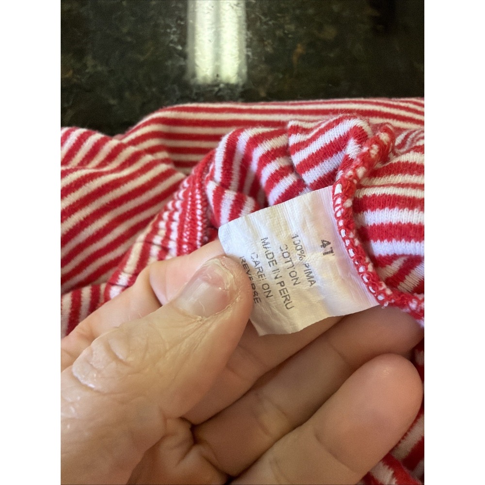 Kids Red & White Stripe Pajama Set with Green Trim - Picture 5 of 7